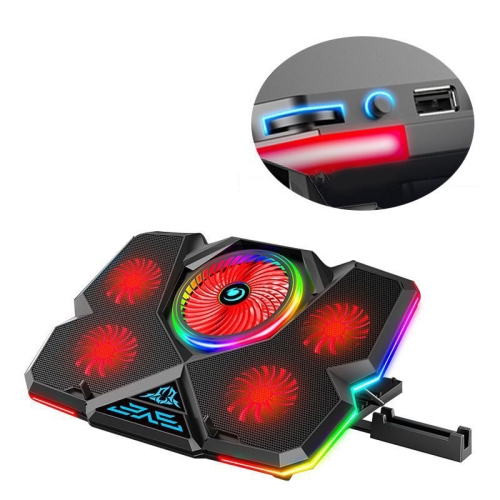 CoolCold 5V Speed Control Version Gaming Laptop Cooler Notebook Stand,Spec: Red 7 Colors