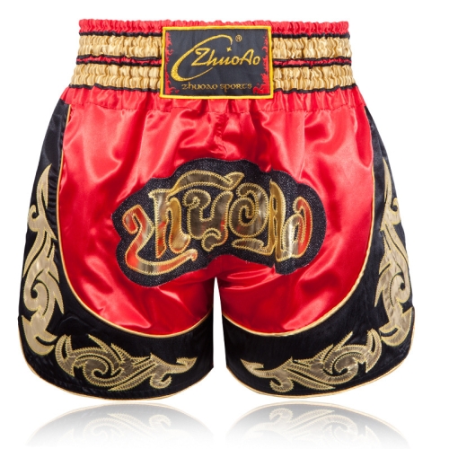 

ZhuoAo Muay Thai/Boxing/Sanshou/Fighting Shorts for Men and Women, Size:S(Red Black Stitching)