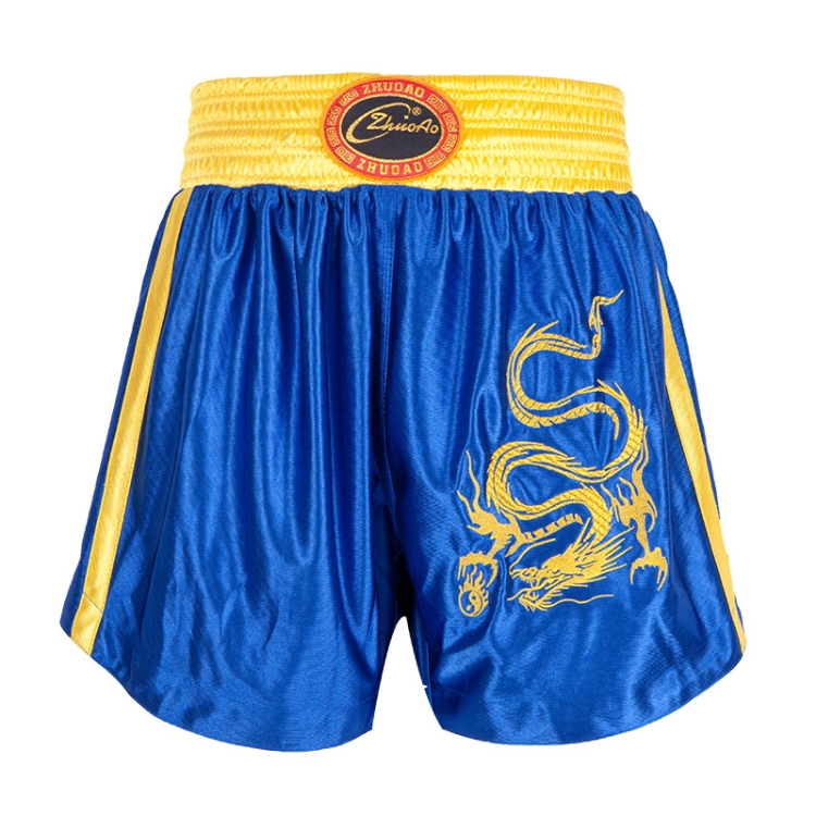 

ZhuoAo Muay Thai/Boxing/Sanshou/Fighting Shorts for Men and Women, Size:M(Embroidered Dragon Blue)