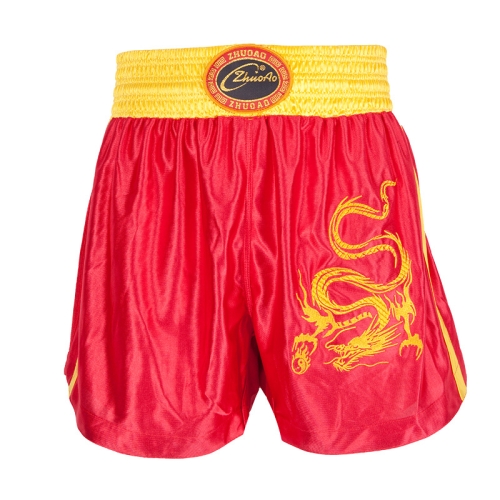 

ZhuoAo Muay Thai/Boxing/Sanshou/Fighting Shorts for Men and Women, Size:XL(Embroidered Dragon Red)