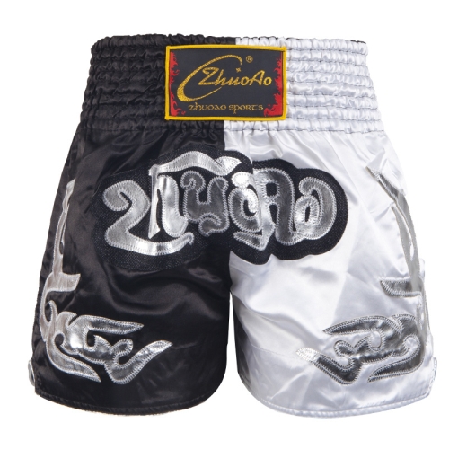 

ZhuoAo Muay Thai/Boxing/Sanshou/Fighting Shorts for Men and Women, Size:XXL(Classic Black White)