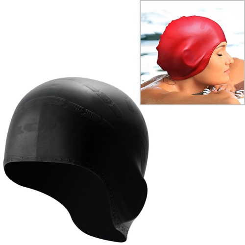 

Silicone Ear Protection Waterproof Swimming Cap for Adults with Long Hair(Black)
