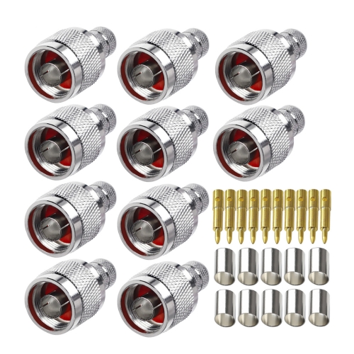 

10pcs NJ-7 For LMR400 N Type Plug Connector Low Loss RF Coaxial Connector