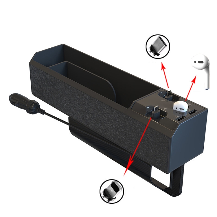 

Car Seat Storage Box With Cable Car USB Charger, Style:Bluetooth Earphone 2 Wire