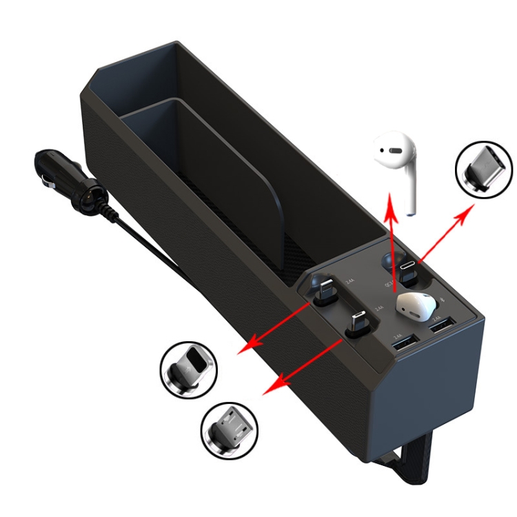 

Car Seat Storage Box With Cable Car USB Charger, Style:Bluetooth Earphone 3 Wire