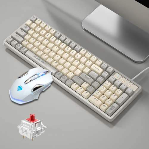 

LANGTU GK102 Hot Plugs Red Shaft Backlight Mechanical Keyboard Mouse Set(Beige Knight)