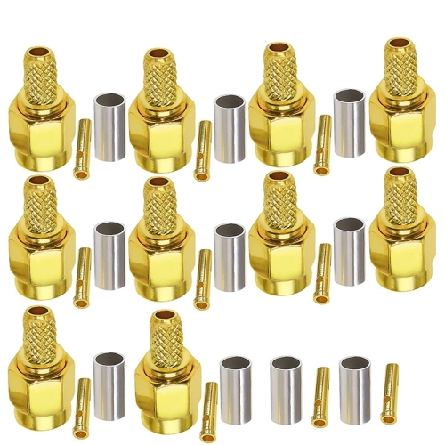 

10pcs RP SMA Male Plug Connector Crimp For RG58 / LMR195 / RG142 / RG400