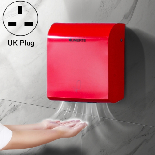 

Kuaierte Automatic Induction Stainless Steel Ultra-thin Hand Dryer, Colour:Red(UK Plug)