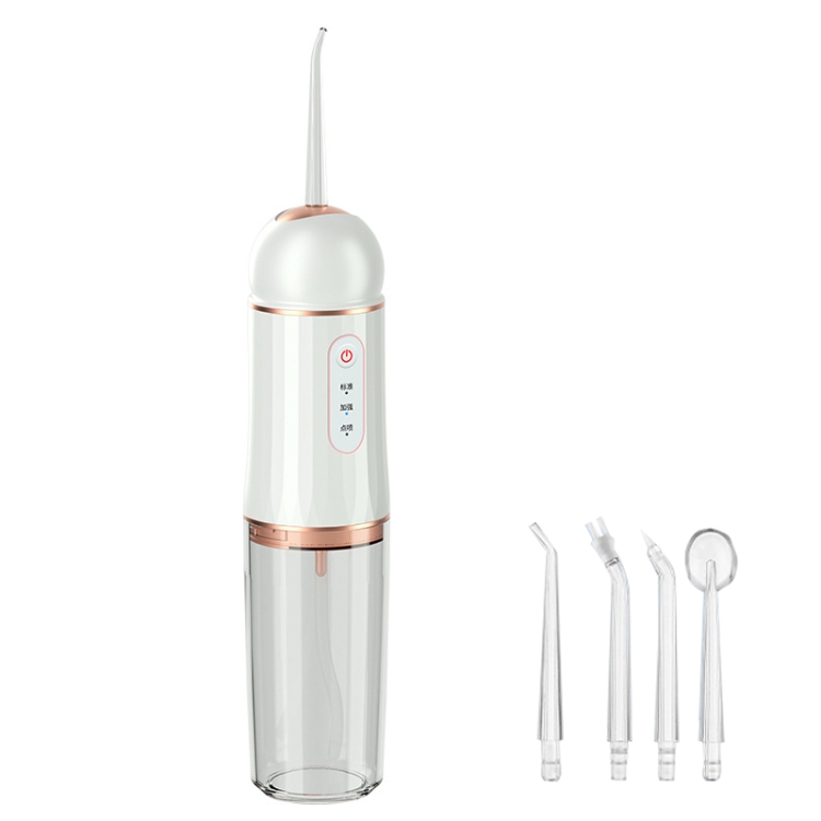 

A9 Household Electric Portable Tooth Cleaner Oral Care Dental Floss Tooth Cleane 4 Nozzle(White Gold)