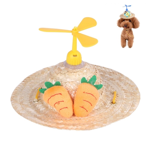 

2 PCS Pet Bamboo Dragonfly Straw Hat Headdress Cat Dog Decoration, Size: S(Radish)