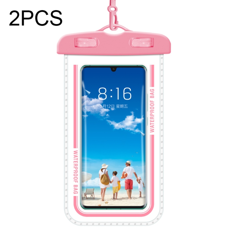 

2 PCS Transparent Waterproof Cell Phone Case Swimming Cell Phone Bag Macaron Red