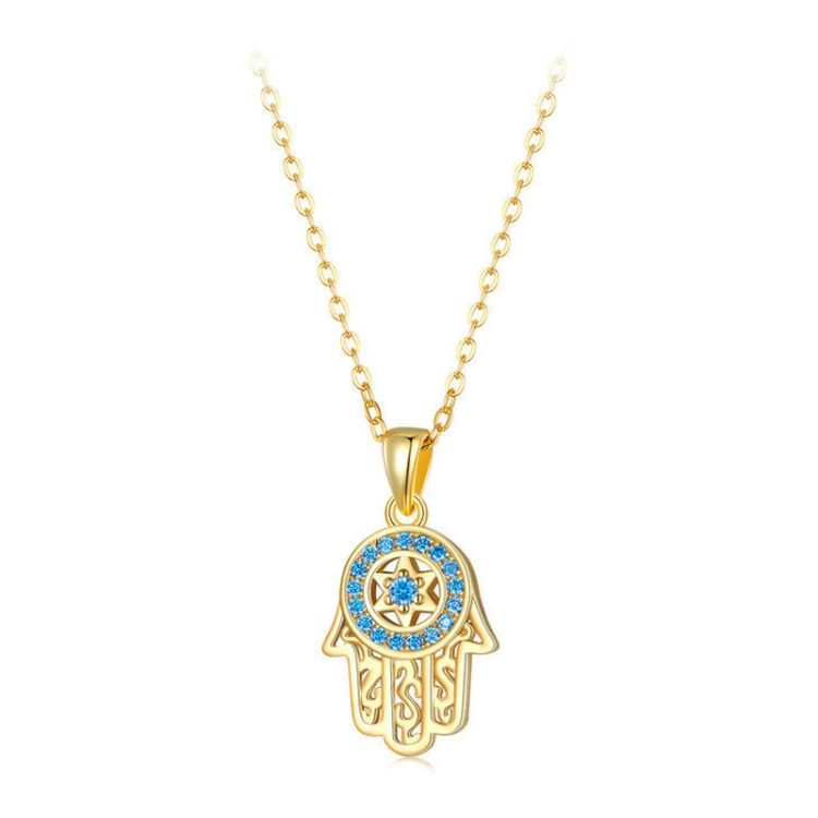 

Fatima Guardian S925 Sterling Silver Necklace Female Zircon Necklace (Gold)