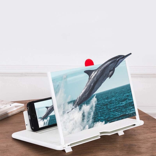 

Pull-out Mobile Phone Screen Magnifier 3D Video Desktop Mobile Phone Holder, Size:12 inch(White)