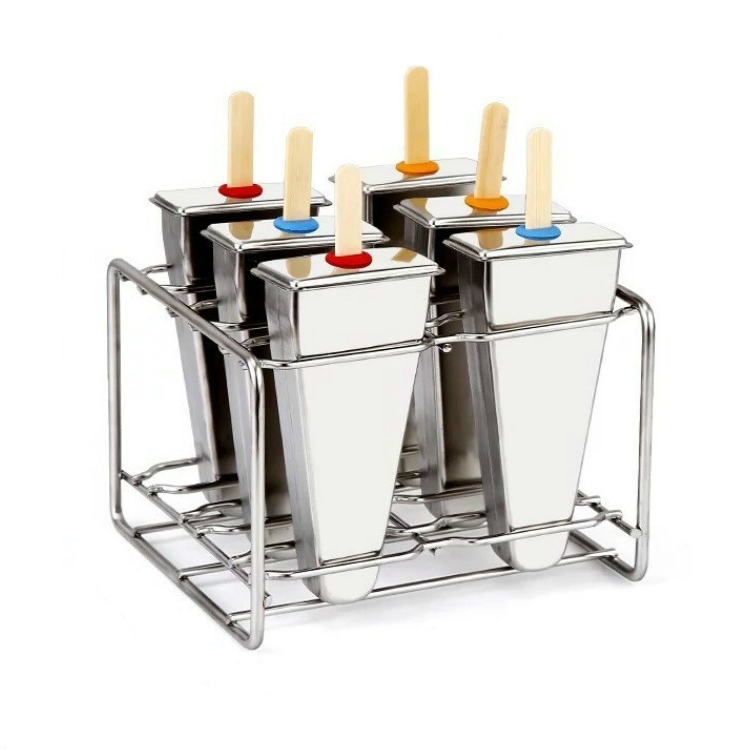 Stainless Steel DIY Ice Cream Mold Household Popsicle Ice Cream Mold(6  Watermelon Cups Double Slot)