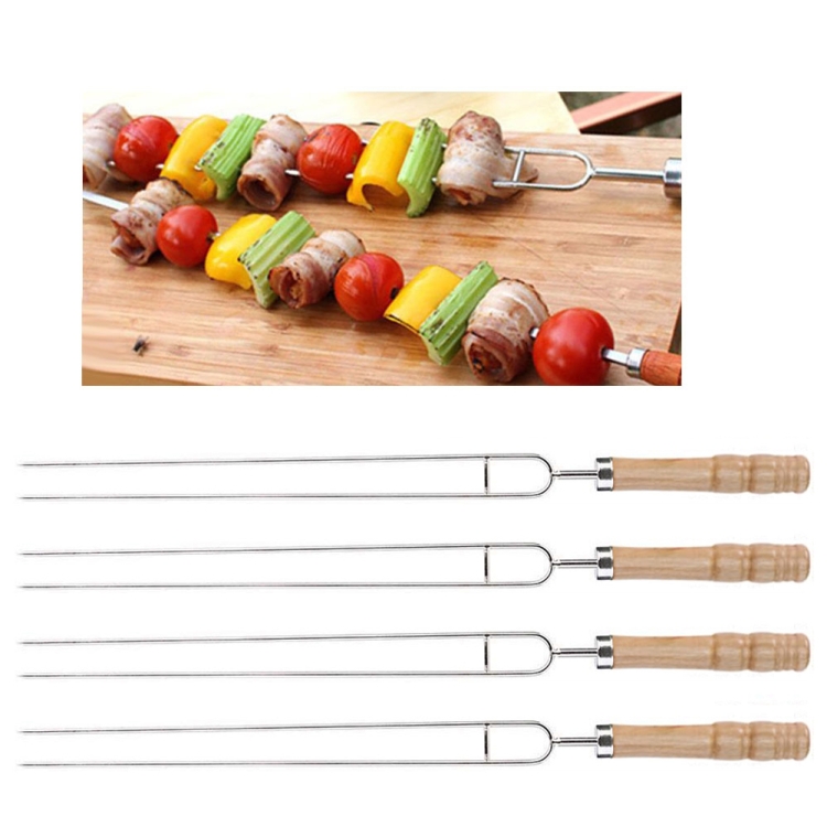 5 Pairs Outdoor BBQ Stainless Steel Corn Fork Fruit Fork Corn Device(Yellow)