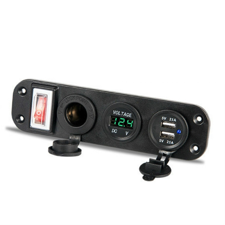 

12V-24V Universal Car / Yacht Mobile Phone Charger Modification Ddual USB Panel with Switch(Green Light)
