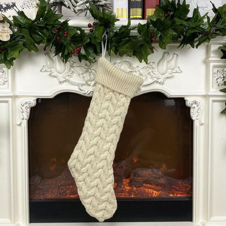 

Knitted Woolen Gift Bags Christmas Socks Christmas Pendants Ornaments(Beige)