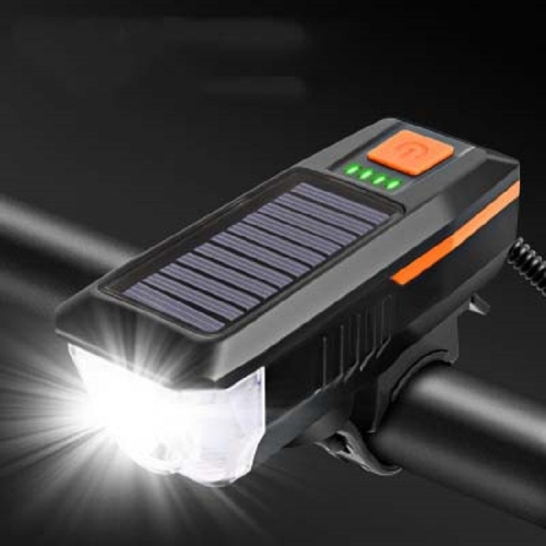 Vélo phare solaire corne lumière nuit équitation USB phare de