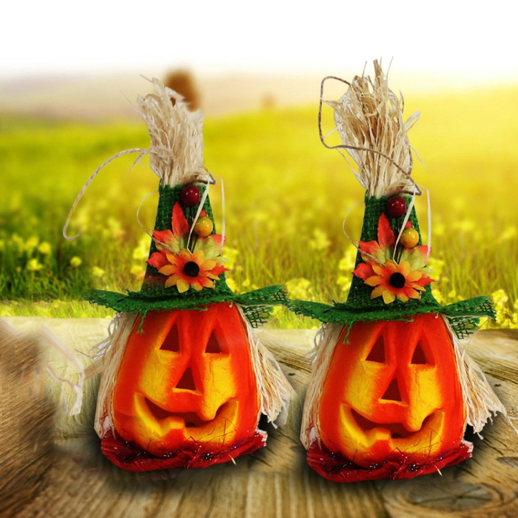 2 PCS Halloween Pumpkin Lantern Hollow Glowing Foam Bar Decoration (Green  Hat)