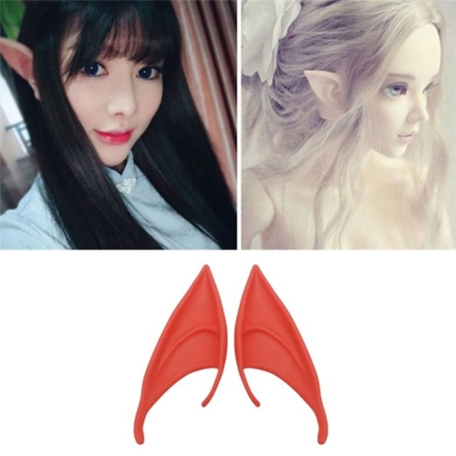 

10 Pairs Halloween Elf Latex Ears Cosplay Props, Size:12cm(Red)