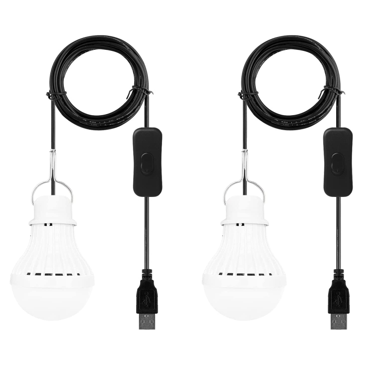 

2 PCS USB Bulb Camping Light Emergency Light(7W Switch Wire Warm White)