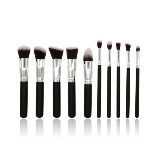 

10 PCS Makeup Brushes Set Makeup Tool Powder Eyeshadow Pencil Cosmetic Set (Black Silver)