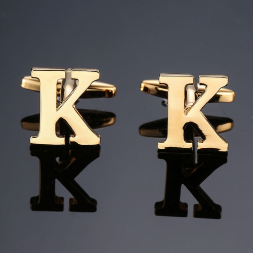 

1 pair gold letters A-Z name Cufflinks men French shirt Cufflinks(K)