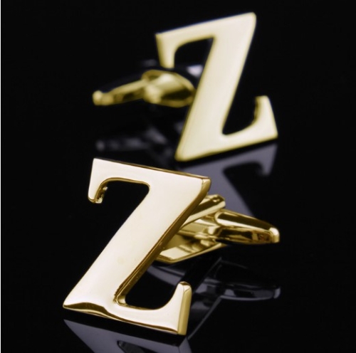 

1 pair gold letters A-Z name Cufflinks men French shirt Cufflinks(Z)