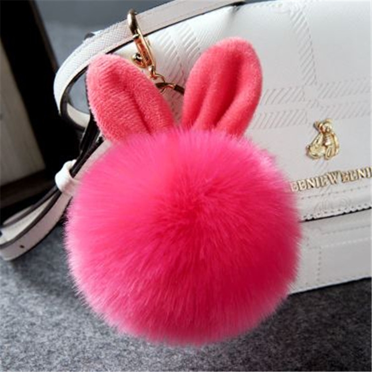 

Fur Pom Keychains Fake Rabbit Fur Ball Keychain(watermelon red)