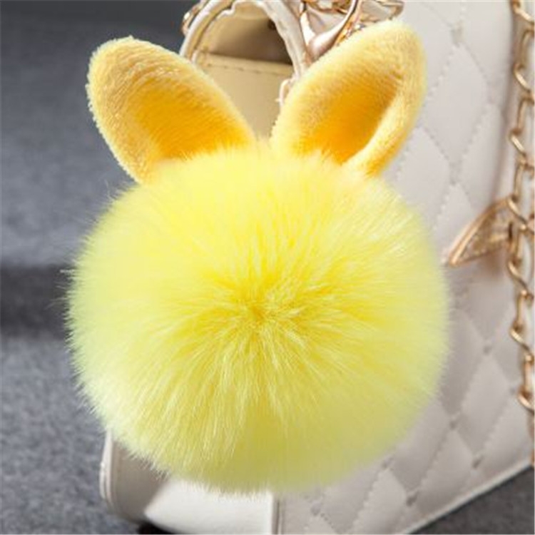 

Fur Pom Keychains Fake Rabbit Fur Ball Keychain(yellow)