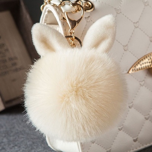 

Fur Pom Keychains Fake Rabbit Fur Ball Keychain(creamy-white)