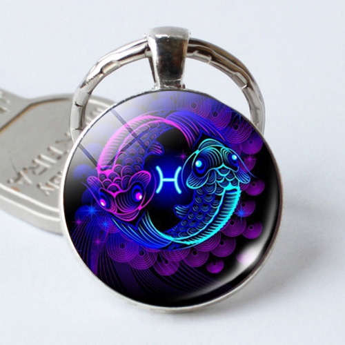 

Zodiac Sign Keychain 12 Constellation Pendant Single Face Keyring