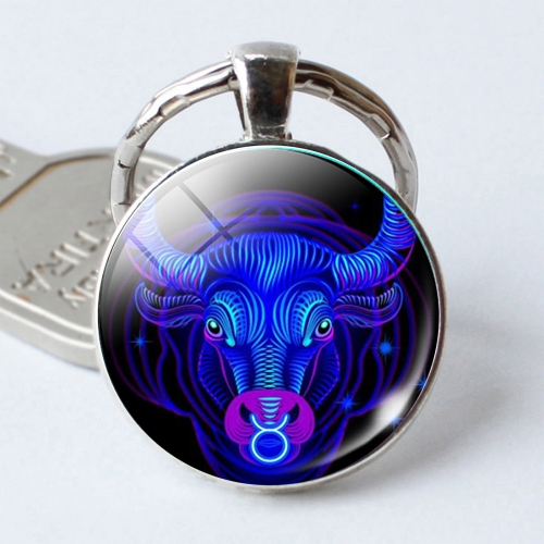 

Zodiac Sign Keychain 12 Constellation Pendant Single Face Keyring