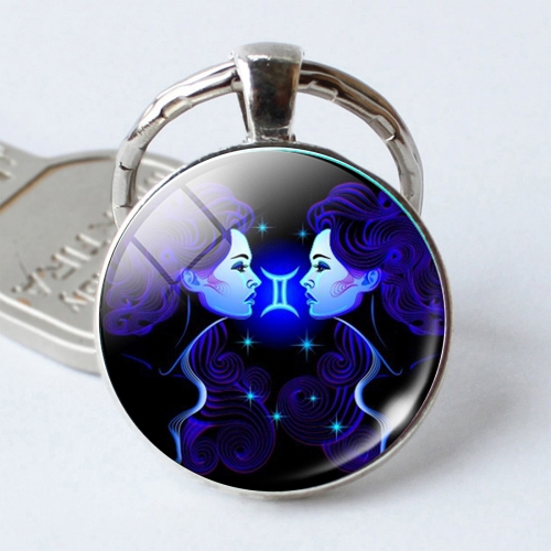 

Zodiac Sign Keychain 12 Constellation Pendant Single Face Keyring