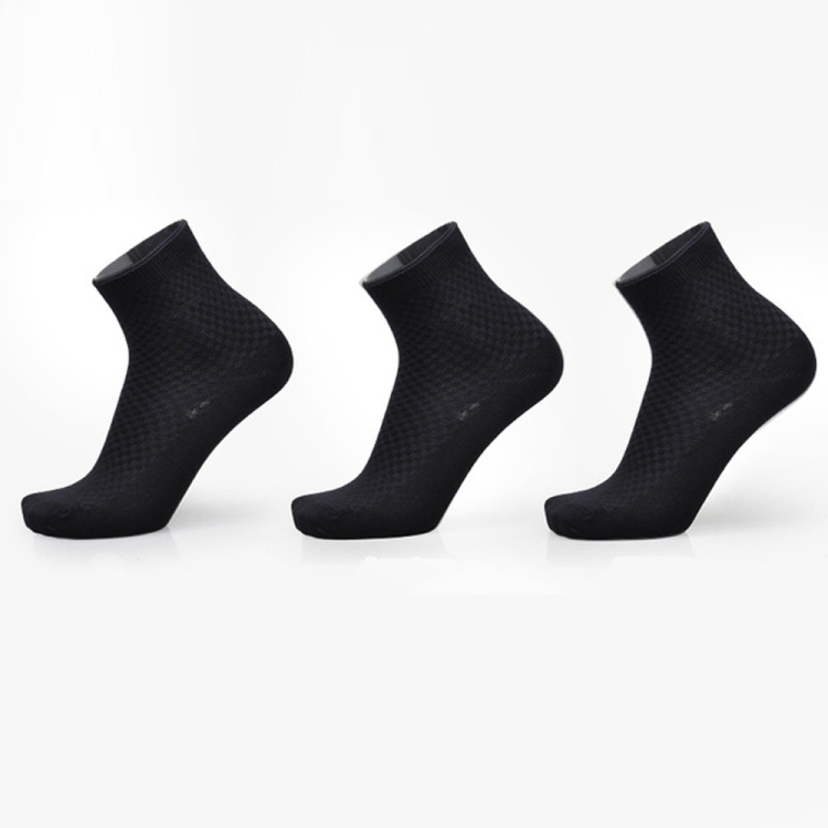 

3 Pairs of Bamboo Fiber Men Double Needle Dark Flower Small Square Section Business Tube Socks(Dark Blue)