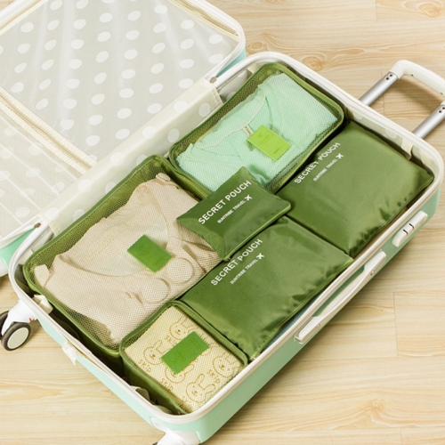 

6 PCS/Set Travel Bag ClothesLuggage Organizer High Capacity Mesh Packing Cubes(Green)