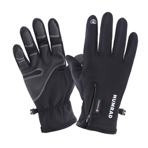 

HUMRAO Outdoor Riding Fleece Warm Non-Slip Touch Screen Gloves Ski Motorcycle Gloves, Size:L(01 Luminous+Logo)