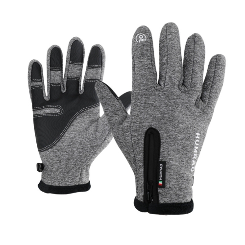 

HUMRAO Outdoor Riding Fleece Warm Non-Slip Touch Screen Gloves Ski Motorcycle Gloves, Size:XXL(Grey)