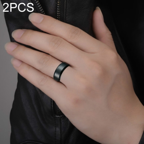 2 Stück Männer Ring, Ringgröße: 6 (schwarz)