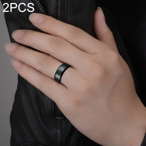 2 PCS Homme Bague, Taille de la bague: 6 (Noir)