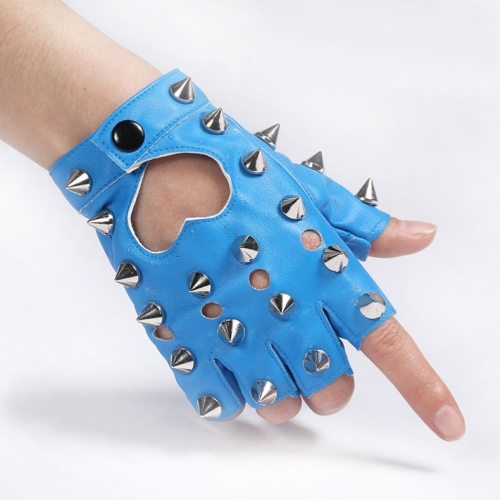 1pair Studded Half Finger Gloves For Women, Street Dance Cool Fingerless  Gloves