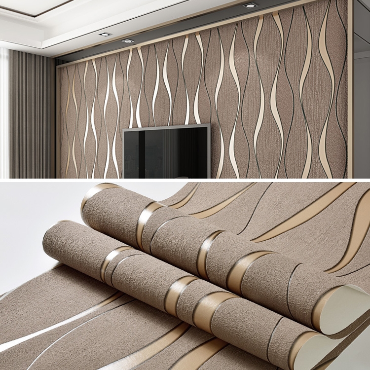 

Simple 3D Water Ripple Non-woven Wallpaper Home Decoration Wall Sticker(Dark Brown)