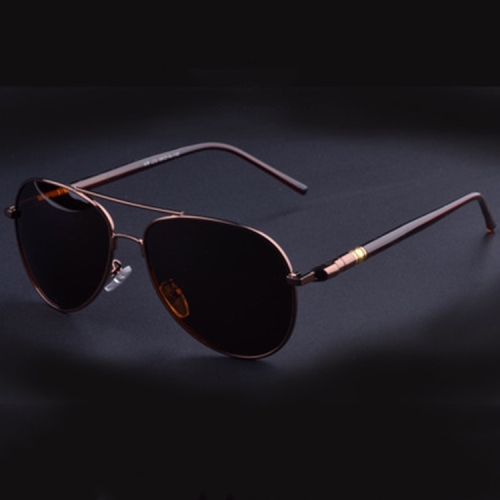 

Men Oversized Aviation Metal Frame Spring Temple Polarized Sunglasses Male Pilot Male Driving Sun Glasses(Coffee Frame)