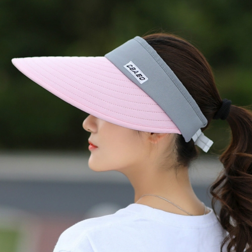Women Sun Hats Embroidered Scuba Visor Wide Brim Cap UV Protection Summer Cap White 