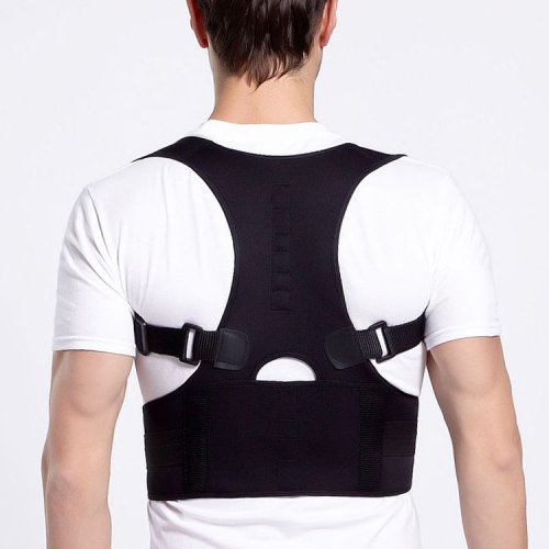 Men's and Women's Orthopedic Corset Back Waist Support with Shoulder Brace  Medical Corset Magnetic Therapy Posture Corrector (Color : Black, Size 