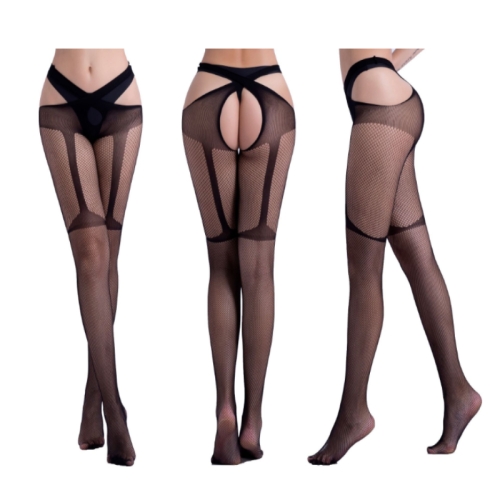 Mens Crotchless Pantyhose Hollow Out Stretchy Tights Lace Trimming  Stockings