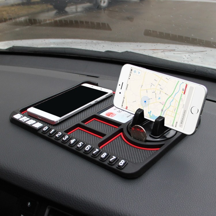 

Car Interior Car Multifunctional Instrument Panel Storage Pad Car Phone Bracket Anti-slip Pad With Stop, Style:Rotating Red Circle