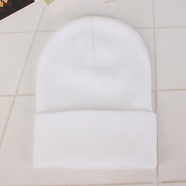 

Simple Solid Color Warm Pullover Knit Cap for Men / Women(White )