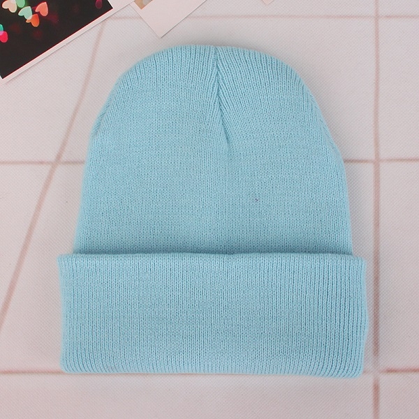 

Simple Solid Color Warm Pullover Knit Cap for Men / Women(Light blue )