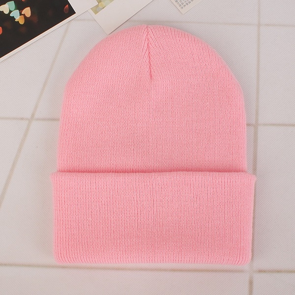 

Simple Solid Color Warm Pullover Knit Cap for Men / Women(Pink )